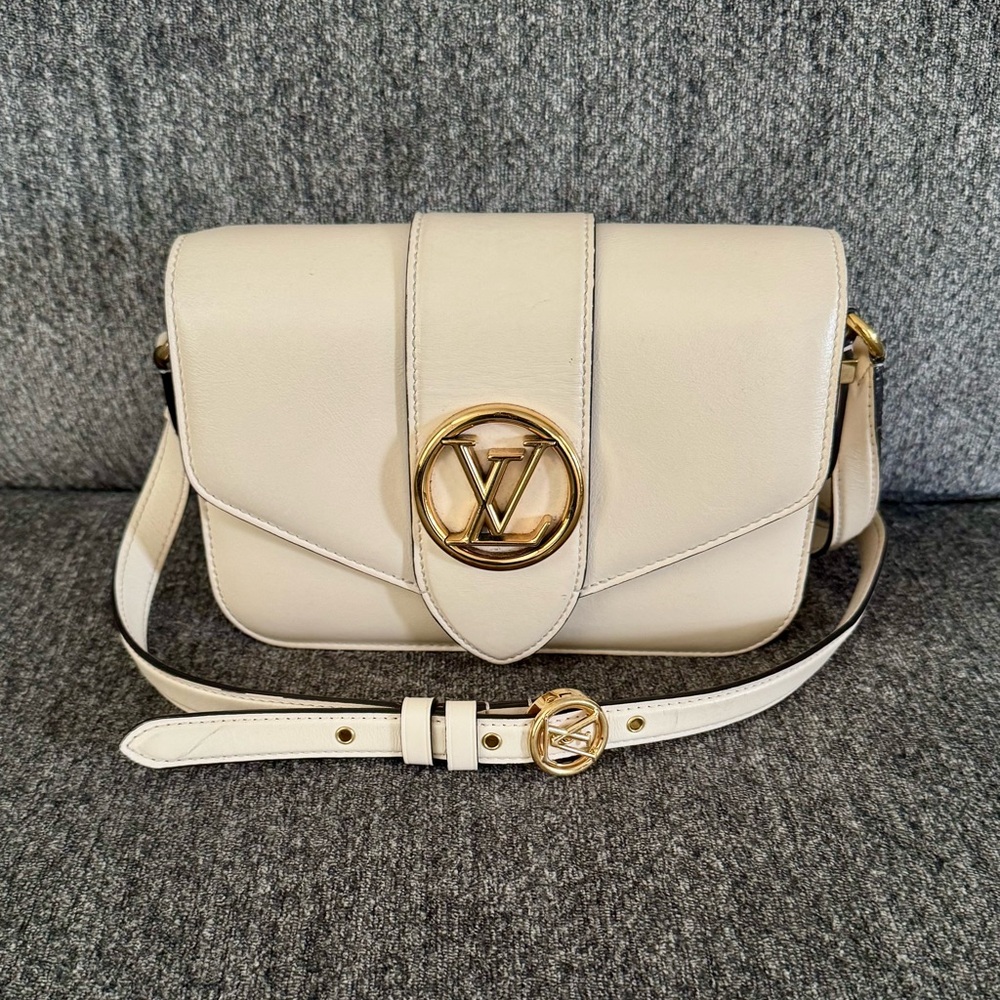 Louis Vuitton Ivory Crossbody Bag with Gold Accents